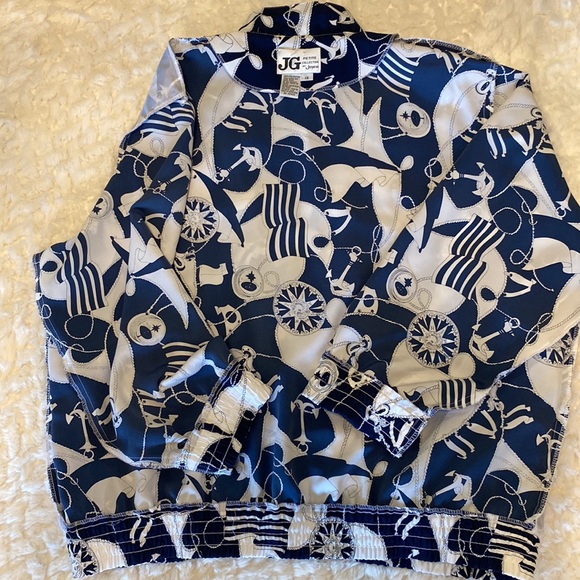 JG by Joyce women’s Nautical print  button down embellished lightweight jacket - Picture 12 of 13